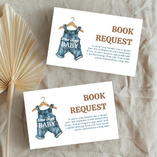 Tarjeta De Recepción Denim Blue Jean Baby Boy Baby Shower Book Request