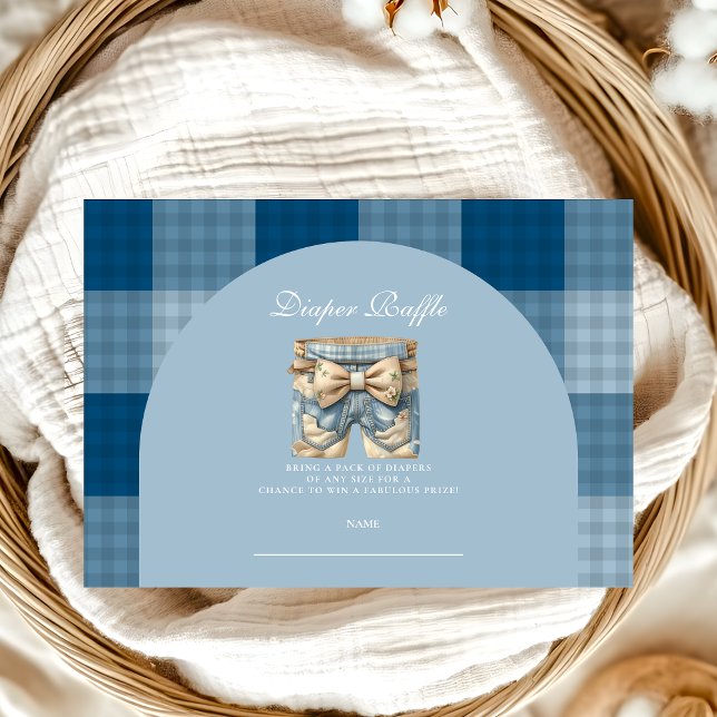 Tarjeta De Recepción Denim Teddy Bear Baby Shower Diapper Raffle (Subido por el creador)