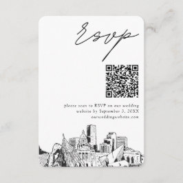 Tarjeta De Recepción Denver Boda RSVP moderno Código QR