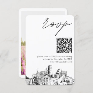 Tarjeta De Recepción Denver Boda RSVP moderno Código QR