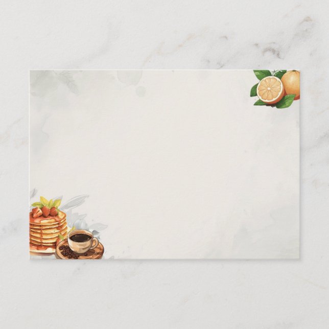 Tarjeta De Recepción Desayuno en la receta básica en blanco (Anverso)