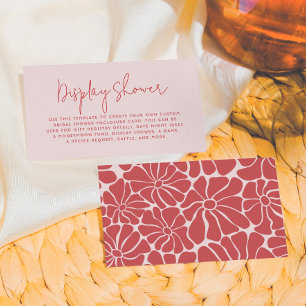 Tarjeta De Recepción Desayuno nupcial retro rosa y rojo groovy