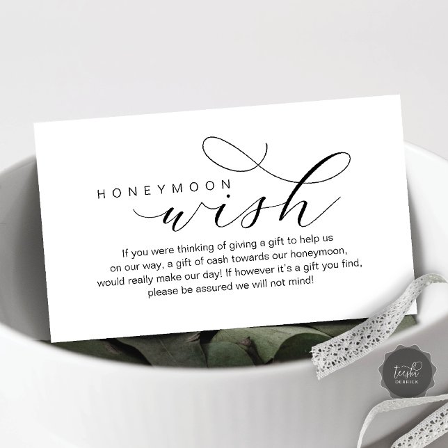 Tarjeta De Recepción Descanso de luna de miel boda, elegancia moderna m (Wedding Honeymoon Wish, Modern elegance minimal Enclosure Card)