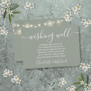 Tarjeta De Recepción Deseando bien las luces de cadena Sage Green Boda