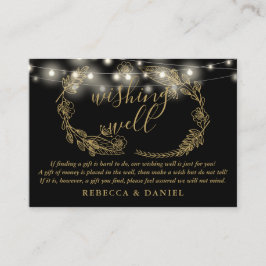Tarjeta De Recepción Deseando Bien Las Luces De Las Cadenas Negro Y Oro