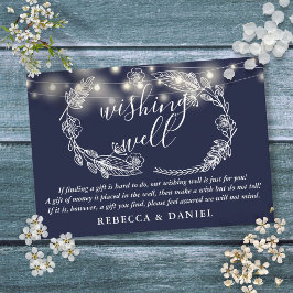 Tarjeta De Recepción Deseando bien String ilumina a Navy Blue Boda