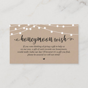Tarjeta De Recepción Deseo de Fondo de Luna de Miel de Boda, Luces de C