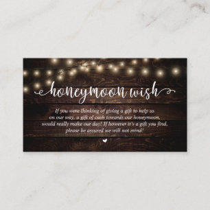 Tarjeta De Recepción Deseo de Fondo de Luna de Miel de Boda, Luces de C