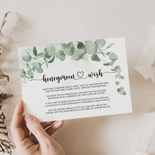 Tarjeta De Recepción Deseo de luna de miel con follaje clásico de eucal (Subido por el creador)