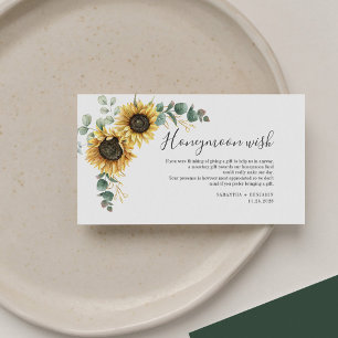 Tarjeta De Recepción Deseo de luna de miel con girasoles y eucalipto