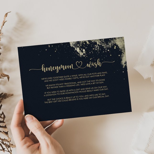 Tarjeta De Recepción Deseo de luna de miel con salpicadura de oro acuar (Subido por el creador)