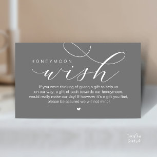 Tarjeta De Recepción Deseo de luna de miel de boda, elegancia minimalis