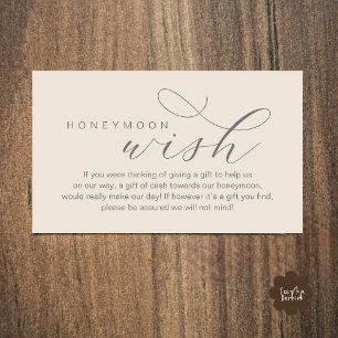 Tarjeta De Recepción Deseo de luna de miel de boda, Fondo, Minimalista