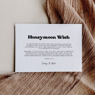 Tarjeta De Recepción Deseo de luna de miel elegante retro en blanco y n