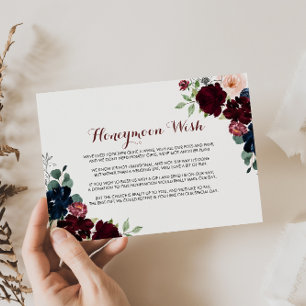 Tarjeta De Recepción Deseo de luna de miel floral colorido boho de lujo