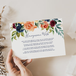 Tarjeta De Recepción Deseo de luna de miel floral elegante multicolor
