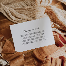 Tarjeta De Recepción Deseo de luna de miel minimalista en blanco y negr