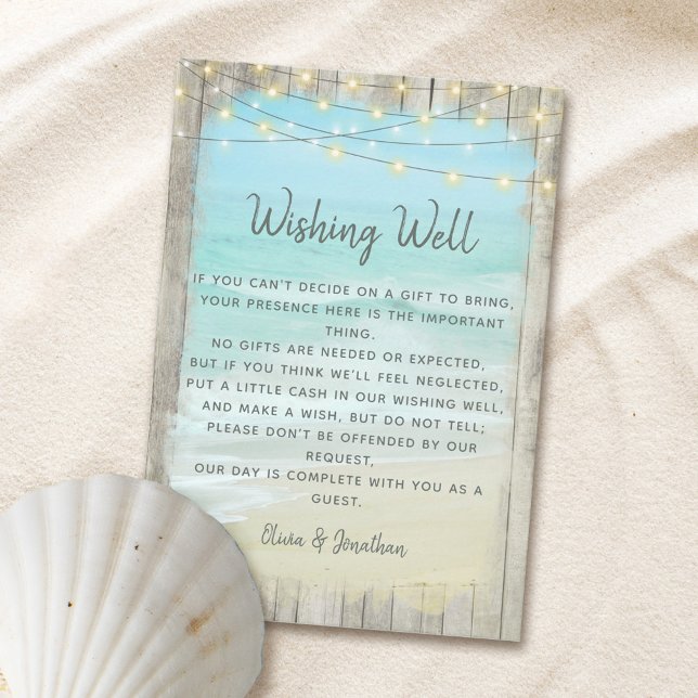 Tarjeta De Recepción Deseos de Boda en Playa de Destino Rústico (Subido por el creador)