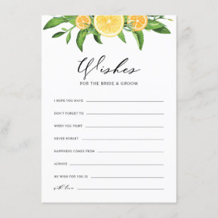 Tarjeta De Recepción Deseos de limones y naranjas para la novia y el no