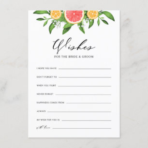 Tarjeta De Recepción Deseos de limones y toronjas para novia y novio