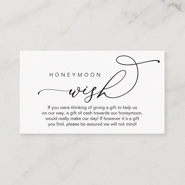 Tarjeta De Recepción Deseos de luna de miel boda, regalos en efectivo (Anverso)