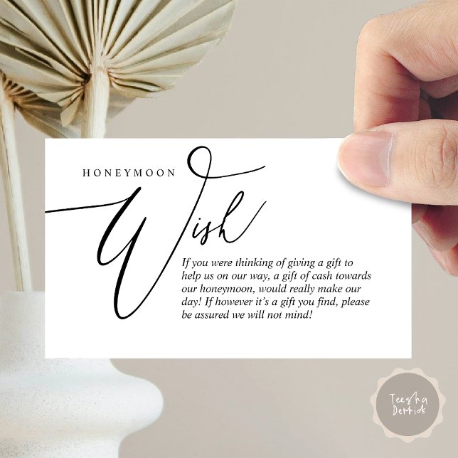 Tarjeta De Recepción Deseos de luna de miel, Efectivo, Elegancia modern (Honeymoon Wish, Cash, Modern Elegance Enclosure Card)