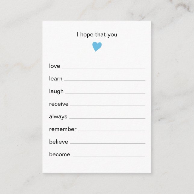 Tarjeta De Recepción Deseos De moda Para El Juego De Ducha De Bebé (Reverso)