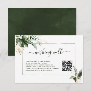 Tarjeta De Recepción Deseos Ecológicos Foliage Tropical con Código QR