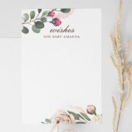 Tarjeta De Recepción Deseos florales para el bebé. Consejo de rosas de