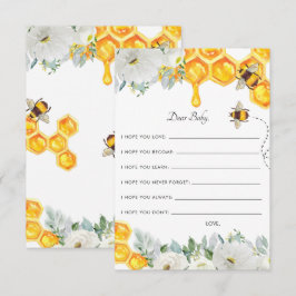 Tarjeta De Recepción Deseos para Bebé | Abeja Floral Panal de Miel