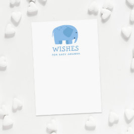 Tarjeta De Recepción Deseos para el bebé. Consejos de elefante azul lin