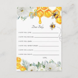 Tarjeta De Recepción Deseos para el bebé | Floral Honeycomb Bumble Bee