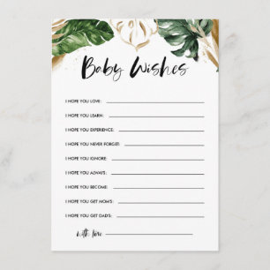 Tarjeta De Recepción Deseos tropicales de Baby Gold deja Baby Shower