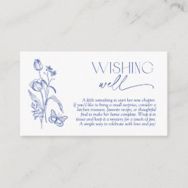 Tarjeta De Recepción Deseosa De Una Moderna Ducha Bridal Floral Azul