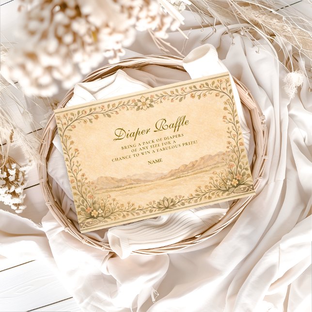 Tarjeta De Recepción Desert Botanical Neutral Florals Diapper Raffle  (Subido por el creador)