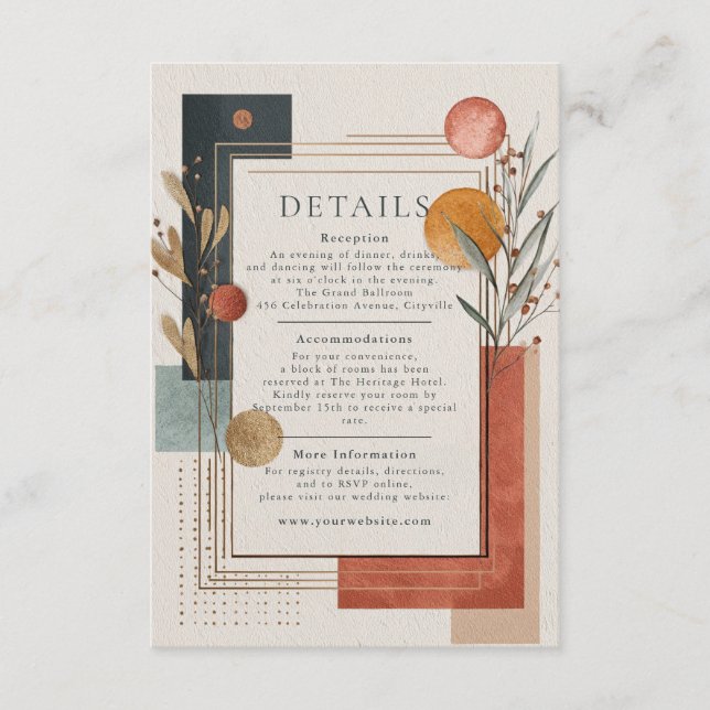 Tarjeta De Recepción Desert Modern Terracotta Geometric (Anverso)