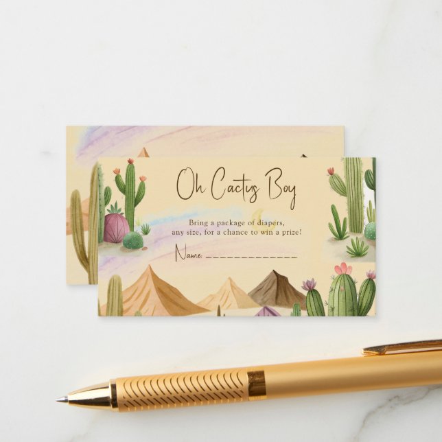 Tarjeta De Recepción Desert Oh Cactus Boy Boho Arch Baby Shower (Anverso/Reverso In Situ)
