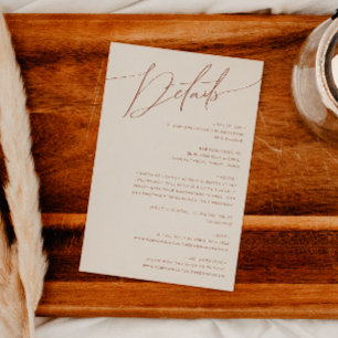 Tarjeta De Recepción Desierto caprichoso Detalles de Beige