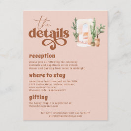 Tarjeta De Recepción Desierto de Boho | Detalles del Boda de Terra Cott