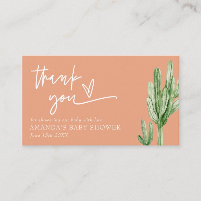 Tarjeta De Recepción Desierto neutro de género Cactus Hola Baby Shower (Anverso)