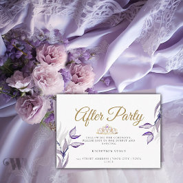 Tarjeta De Recepción Después del Fiesta elegante follaje púrpura
