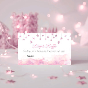 Tarjeta De Recepción Destellante Niña Estrella Rosa Baby Shower Pañal