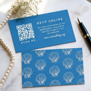 Tarjeta De Recepción Destino azul código QR RSVP boda Seachell