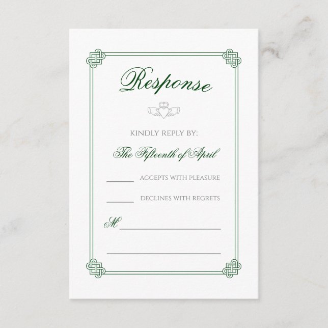 Tarjeta De Recepción Destino de acuarela: RSVP de Irlanda (Anverso)