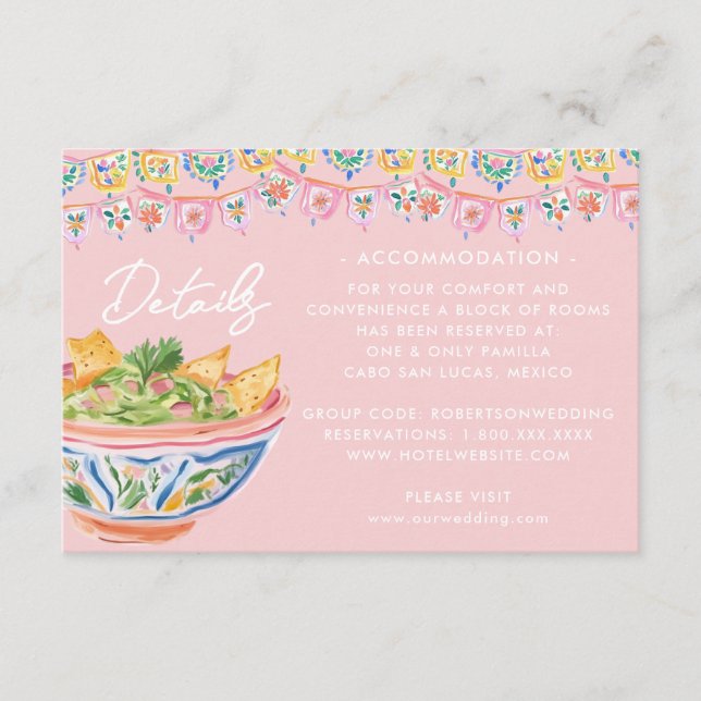 Tarjeta De Recepción Destino de México Rosa  (Anverso)