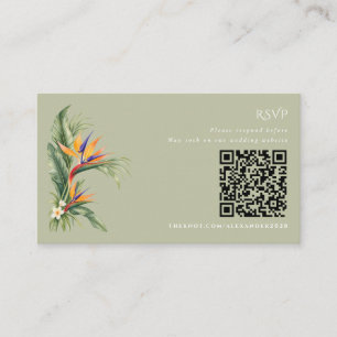 Tarjeta De Recepción Destino de Playa Elegante Código QR RSVP de Boda