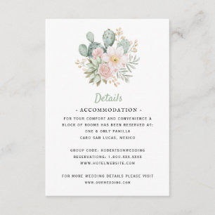 Tarjeta De Recepción Destino México   Cactus Florido   Detalles