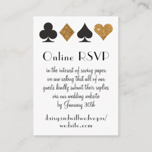 Tarjeta De Recepción Destiny Las Vegas Boda Online RSVP Gold Purpurina