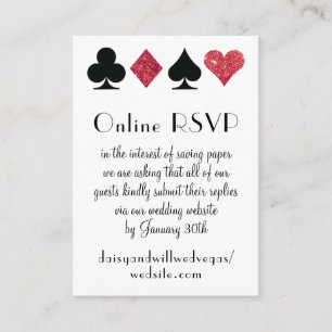 Tarjeta De Recepción Destiny Las Vegas Boda Online RSVP Purpurina rojo