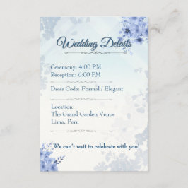 Tarjeta De Recepción Details Card Elegant Wedding Card editable